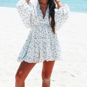 White with blue floral dress NWT